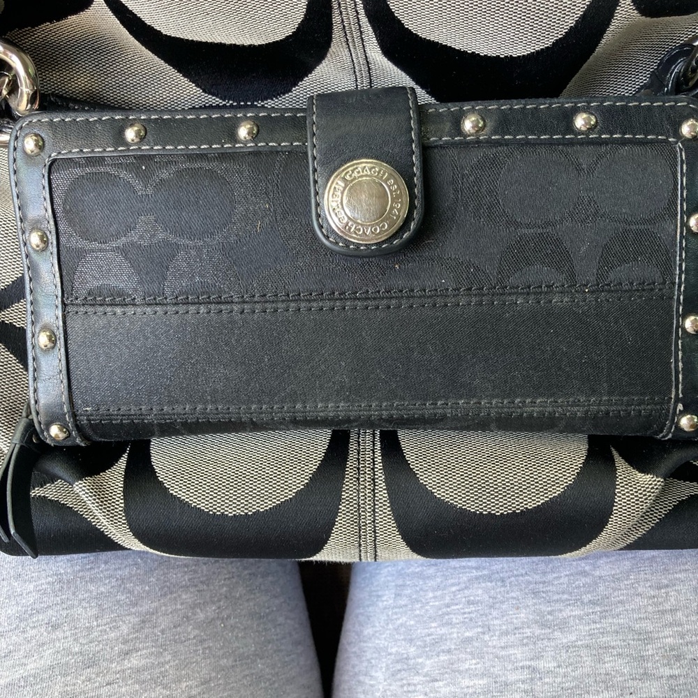 Coach Black and Gray Signature Clutch Wristlet